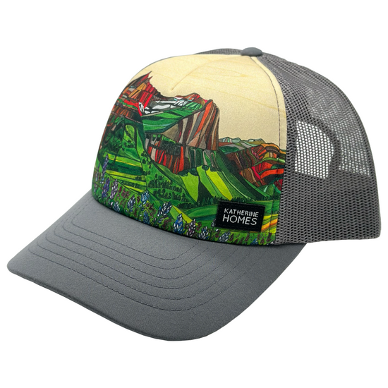 Glacier National Park | Trucker Hat | 100% Recycled Poly Grey Brim and Mesh