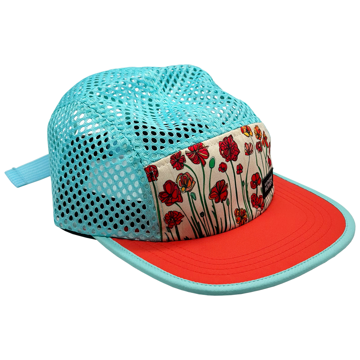 Poppies | Travel and Running  Hat | Red | Aqua