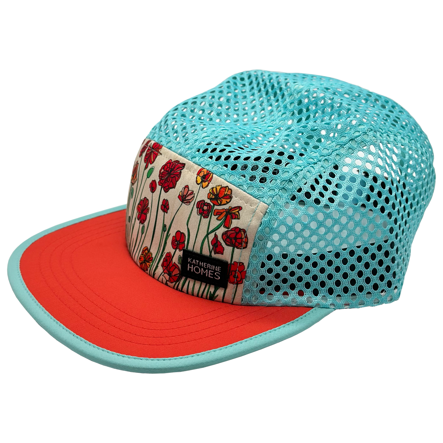 Poppies | Travel and Running  Hat | Red | Aqua