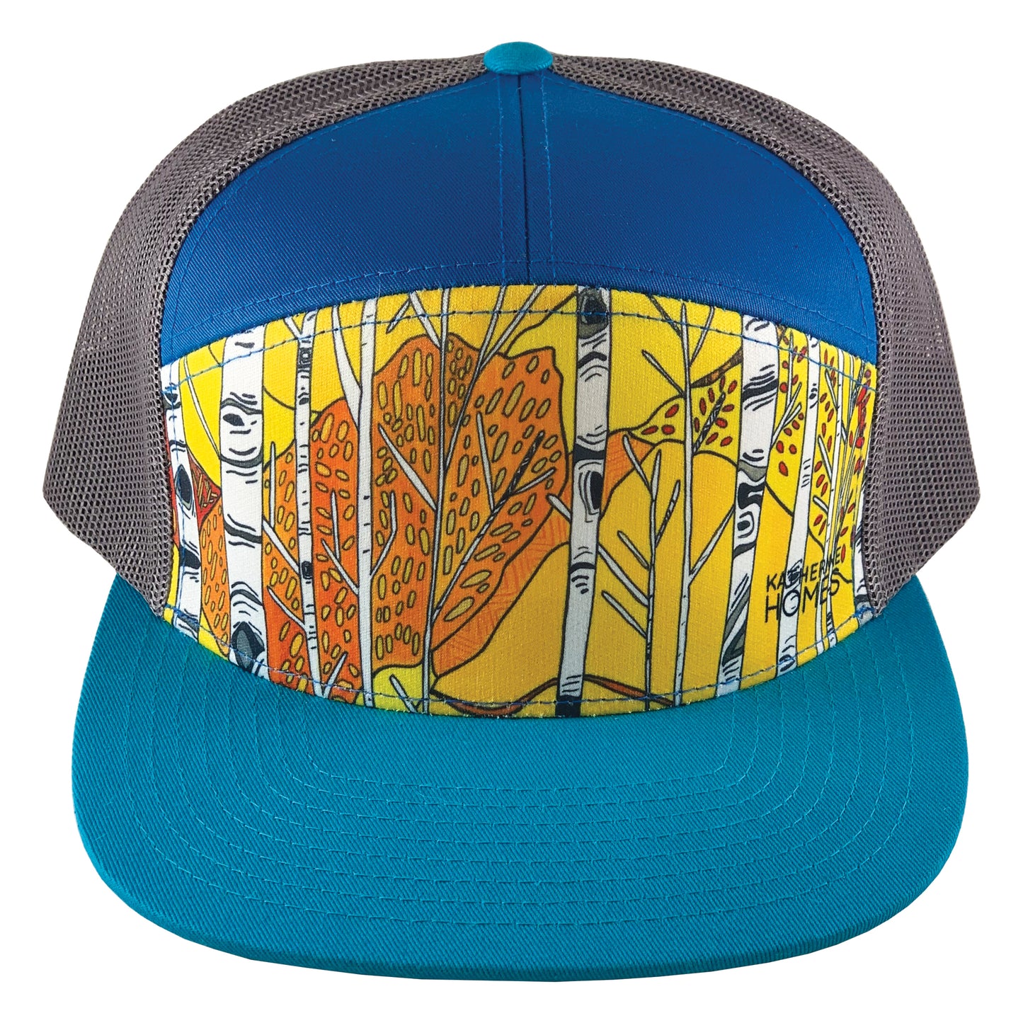 Aspens | 7 Panel Hat | Teal | Blue | Grey 100% Recycled Mesh