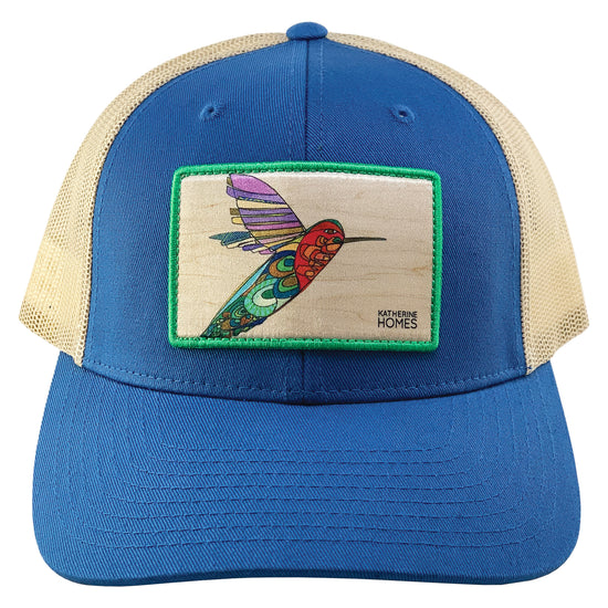 Hummingbird Baseball Trucker Hat | Blue | Oat | 100% Recycled Mesh