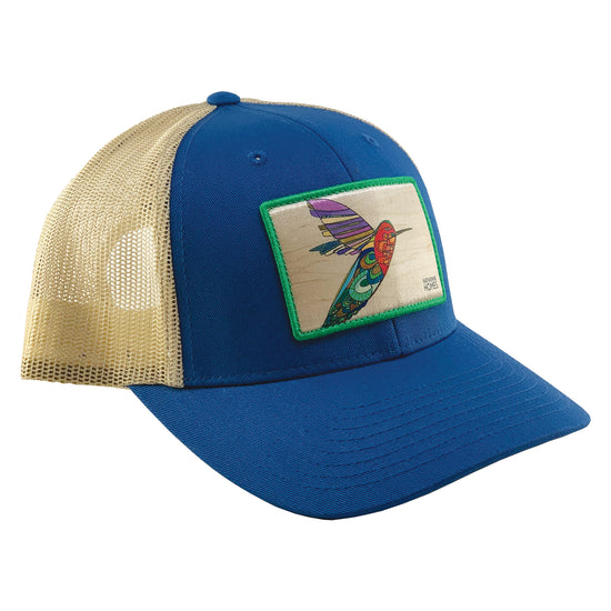 Hummingbird Baseball Trucker Hat | Blue | Oat | 100% Recycled Mesh