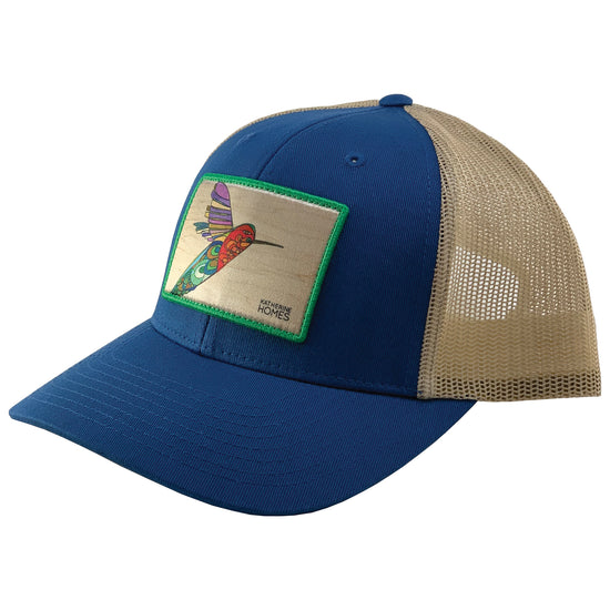 Hummingbird Baseball Trucker Hat | Blue | Oat | 100% Recycled Mesh