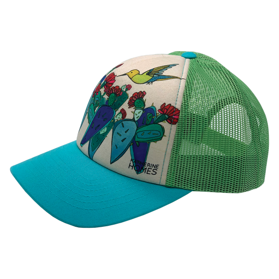 Cacti + Hummingbird | Trucker Hat  | Turquoise | Lime