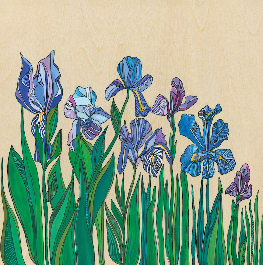 Iris Flowers | 7 Panel | Pea | Teal | 100% White Recycled Mesh