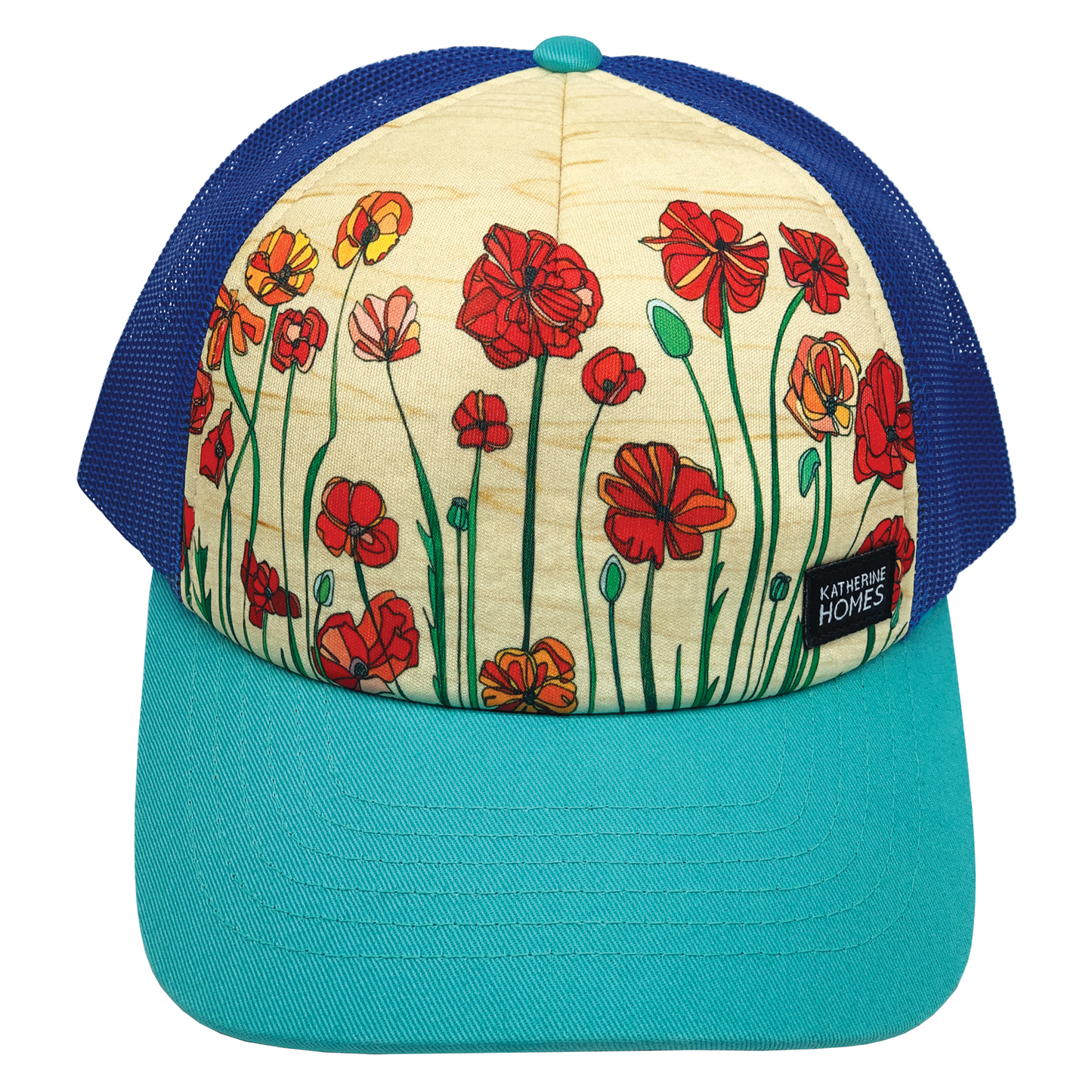 Poppies | Trucker Hat | Turquoise | Royal