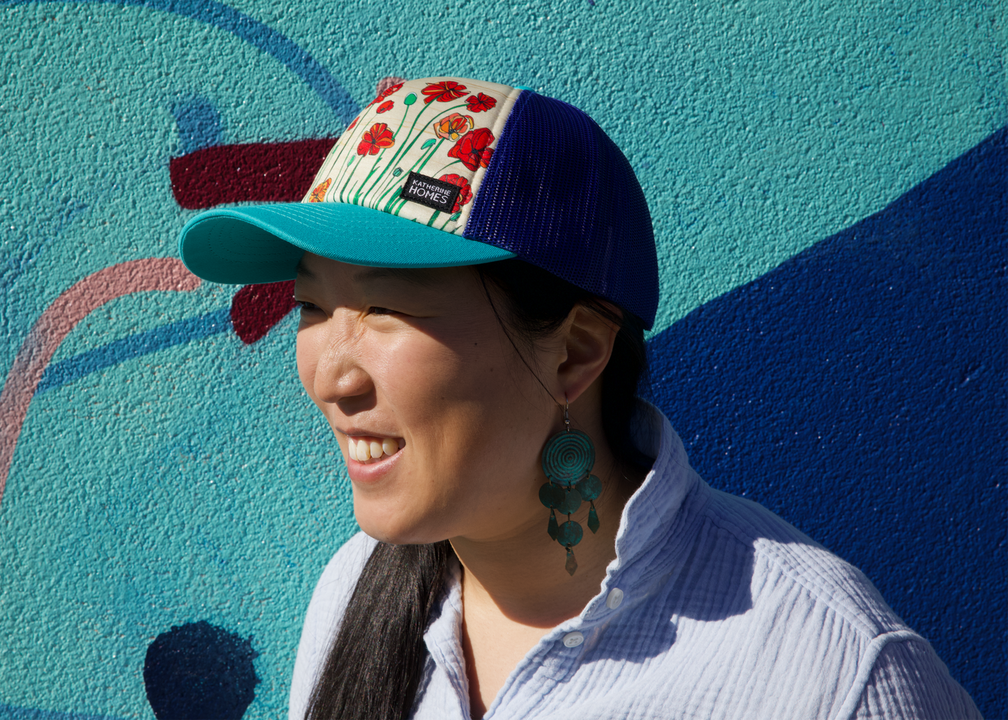 Poppies | Trucker Hat | Turquoise | Royal