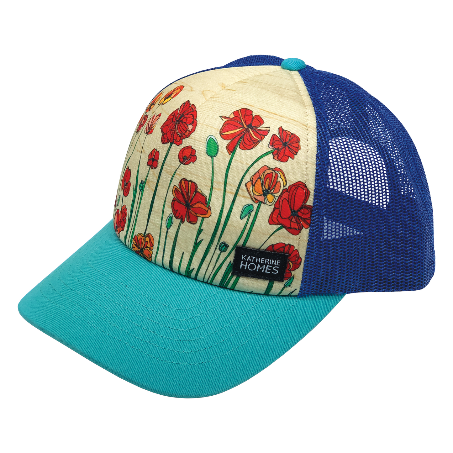 Poppies | Trucker Hat | Turquoise | Royal