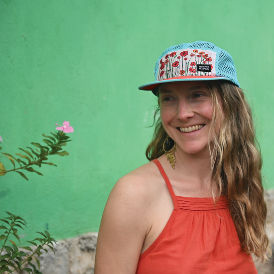 Poppies | Travel and Running  Hat | Red | Aqua