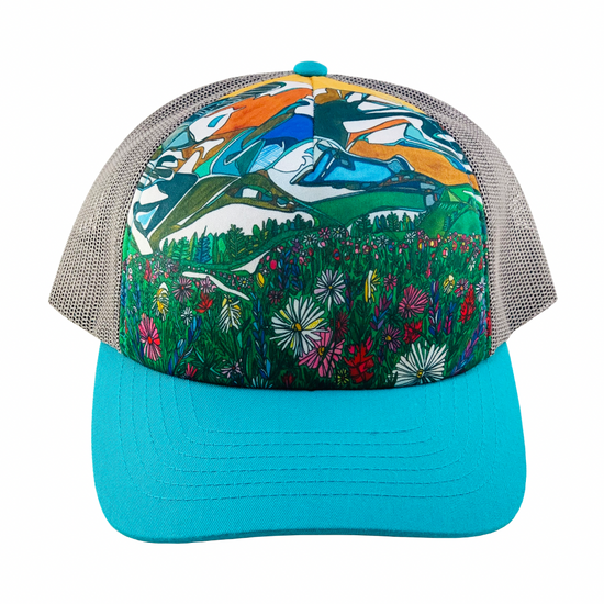 Mount Rainier | Trucker Hat | Turquoise and Grey