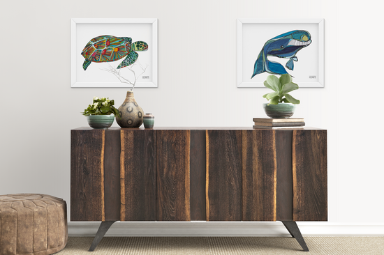 Katherine Homes North Atlantic Right Whale and Green Sea Turtle Prints